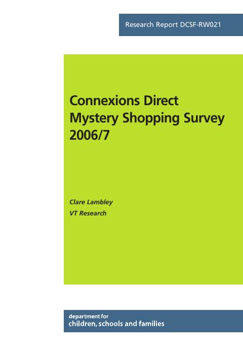 Cover of Connexions Direct Mystery Shopping Survey 2006/7