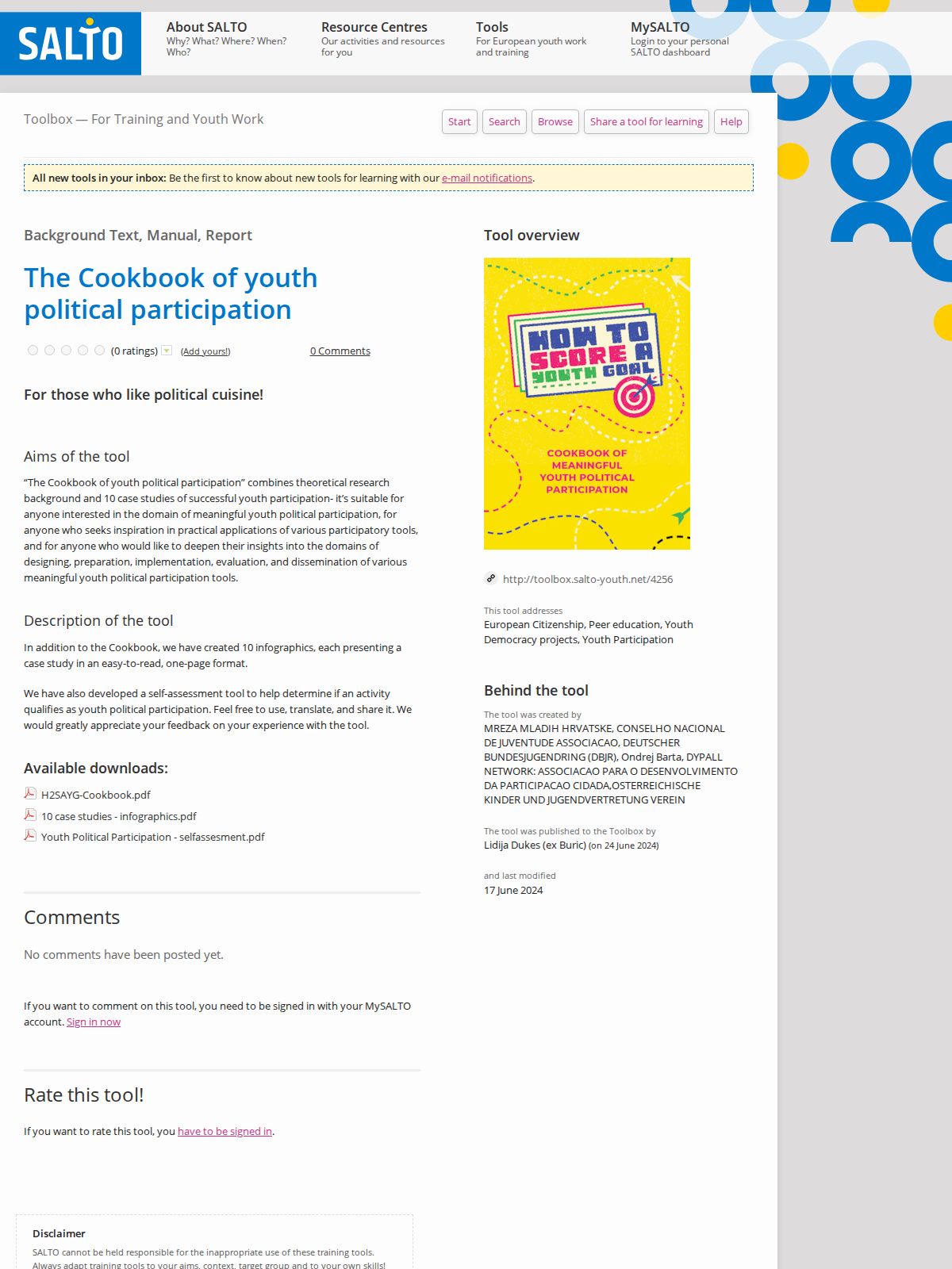 Cover of The Cookbook of Youth Political Participation